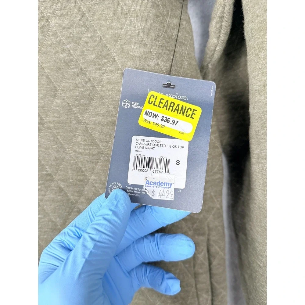 Magellan Outdoors Campfire Quilted Henley Pullover Olive Night Mens S - Picture 10 of 16